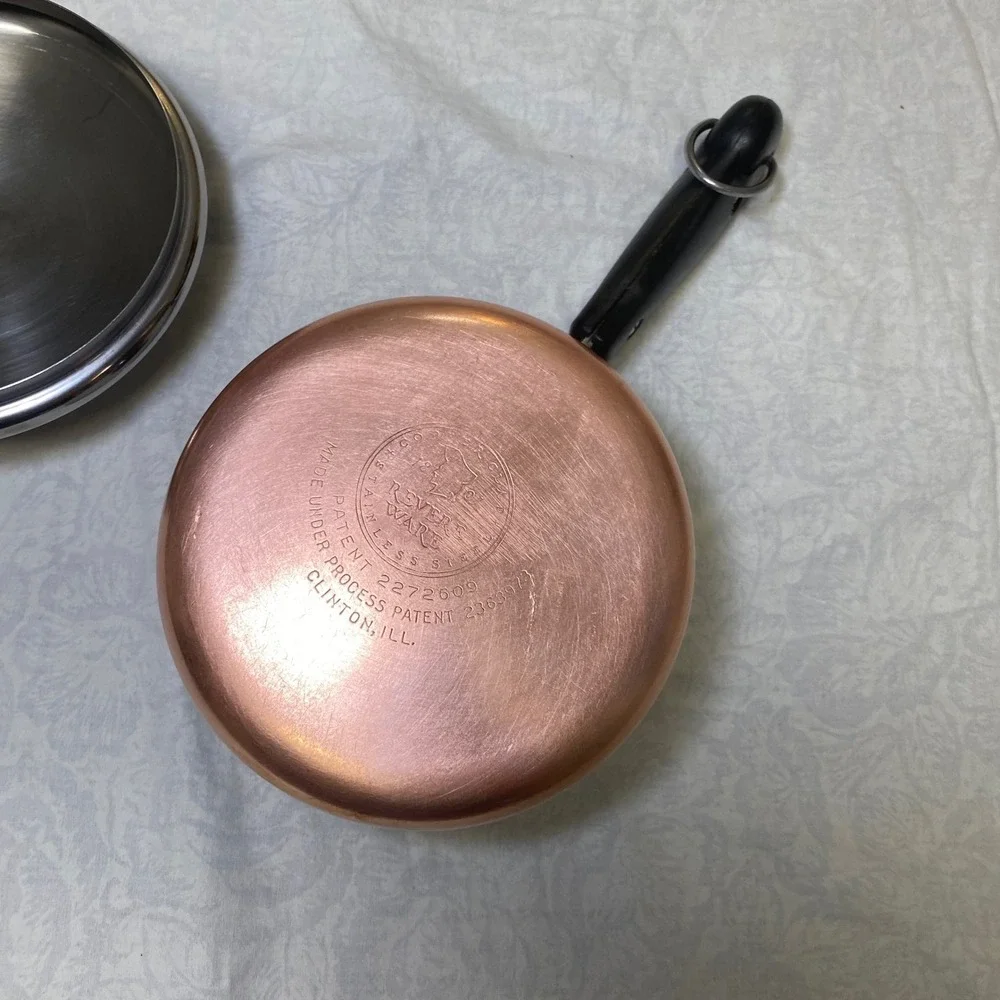 Vintage Revere Ware 1 Qt Saucepan Copper Bottom w/ Lid Clinton IL Patent 2272609